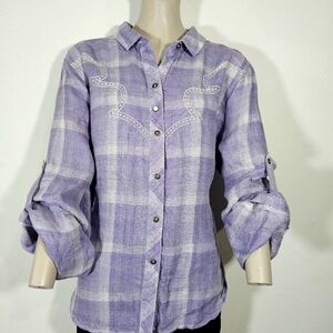 Shyanne Purple Plaid Button-Down Cowgirl Shirt XXL